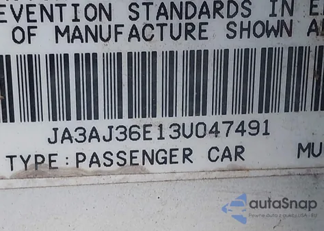 2003 Mitsubishi Lancer Ls из США, поврежденный, VIN JA3AJ36E13U047491